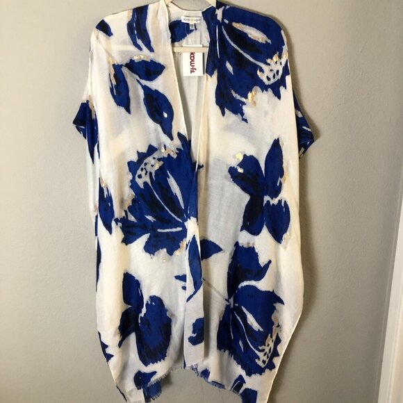 Woven Heart Floral Printed Kimono Swim Coverup Cardi NWTs - Picture 2 of 8